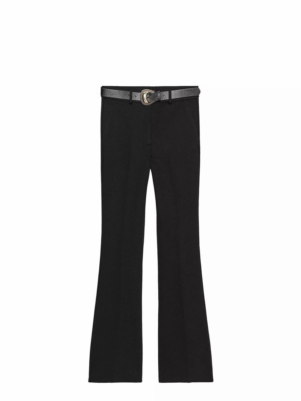 Women's Black Flared Leggings with belt